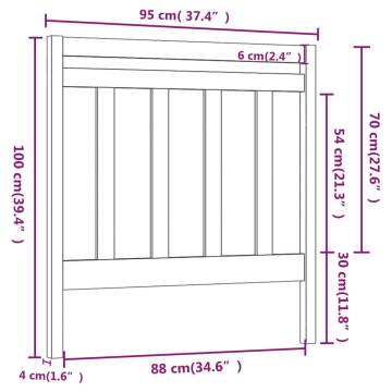 Stylish Solid Wood Pine Bed Headboard - 95x4x100 cm