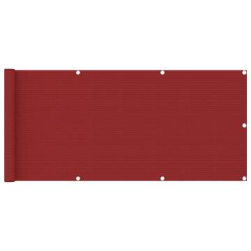 Red Balcony Screen 75x400 cm - Durable HDPE Privacy Shade