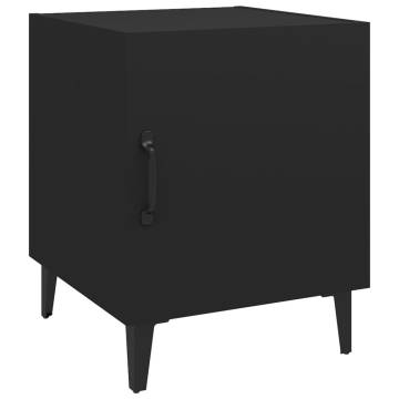 Elegant Black Engineered Wood Bedside Cabinet | HipoMarket