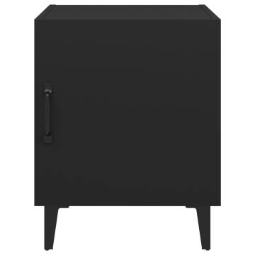 Elegant Black Engineered Wood Bedside Cabinet | HipoMarket