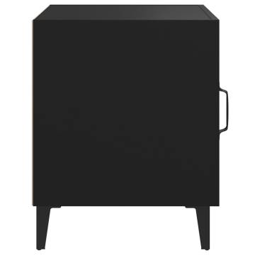 Elegant Black Engineered Wood Bedside Cabinet | HipoMarket