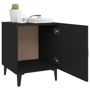 Elegant Black Engineered Wood Bedside Cabinet | HipoMarket