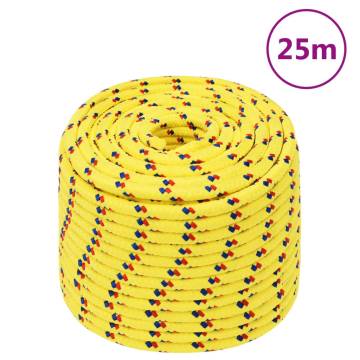 Durable Yellow Boat Rope 14mm 25m - Ideal for Sailing & Boating