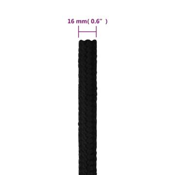 Work Rope Black 16 mm 25 m - Durable Polyester for General Use