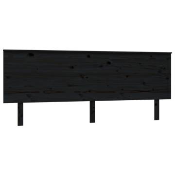 Stylish Black Pine Bed Headboard - 204x6x82.5 cm