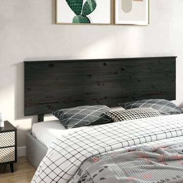 Stylish Black Pine Bed Headboard - 204x6x82.5 cm