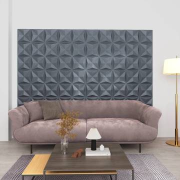 3D Wall Panels 50x50 cm Origami Grey - 12 pcs | Hipomarket