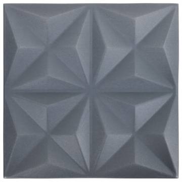 3D Wall Panels 50x50 cm Origami Grey - 12 pcs | Hipomarket