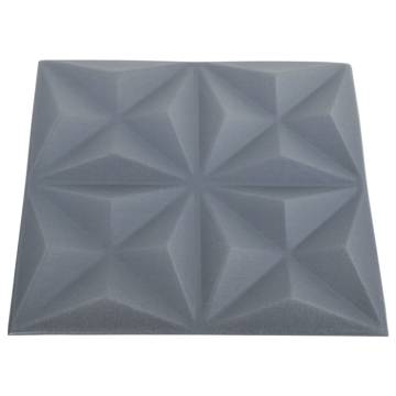 3D Wall Panels 50x50 cm Origami Grey - 12 pcs | Hipomarket