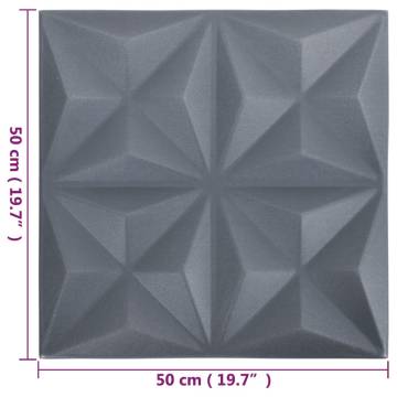 3D Wall Panels 50x50 cm Origami Grey - 12 pcs | Hipomarket