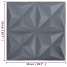 3D Wall Panels 50x50 cm Origami Grey - 12 pcs | Hipomarket