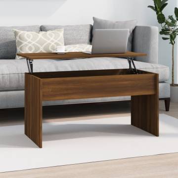 Brown Oak Coffee Table - Versatile Lift-Top Design | Hipo Market