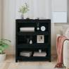 Book Cabinet Black 80x35x97 cm - Solid Wood Pine for Home