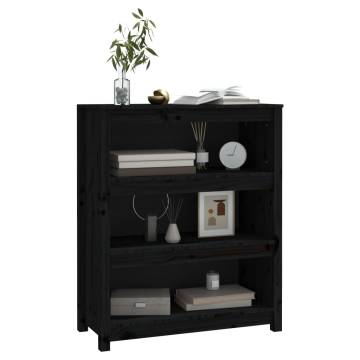 Book Cabinet Black 80x35x97 cm - Solid Wood Pine for Home