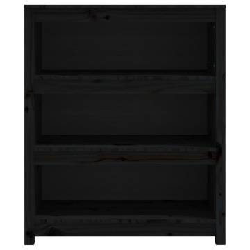 Book Cabinet Black 80x35x97 cm - Solid Wood Pine for Home