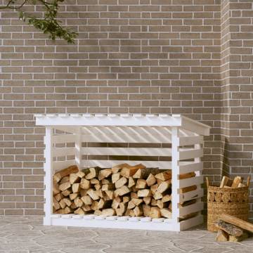 Durable White Firewood Rack - Solid Pine Wood 108x73x79 cm