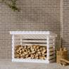 Firewood Rack White 108x73x79 cm Solid Wood Pine Colour white Size 108 x 73 x 79 cm 