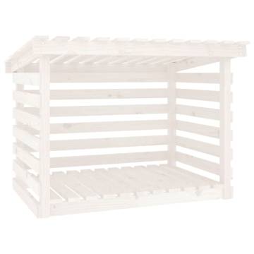 Durable White Firewood Rack - Solid Pine Wood 108x73x79 cm