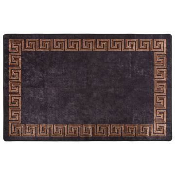 Washable Black & Gold Rug 80x150 cm | Anti-Slip & Stylish