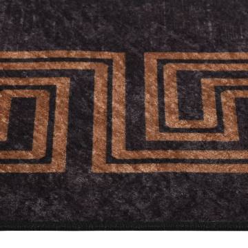 Washable Black & Gold Rug 80x150 cm | Anti-Slip & Stylish