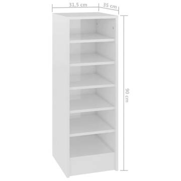 High Gloss White Shoe Cabinet - 31.5x35x92 cm - Hipomarket