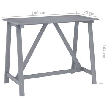 Stylish Garden Bar Table Grey - 140x70 cm Solid Acacia Wood