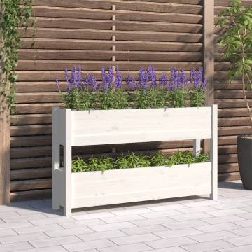 Planter White Solid Pine 112x25x66 cm - Stylish Outdoor Decor