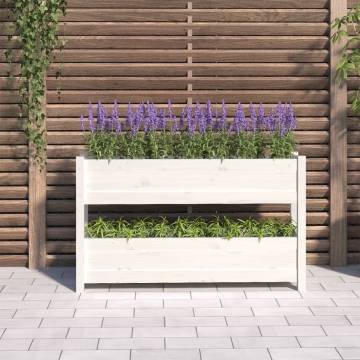 Planter White Solid Pine 112x25x66 cm - Stylish Outdoor Decor