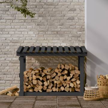 Firewood Rack Grey 108x64.5x77 cm - Solid Pine Wood Storage