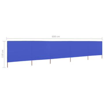 5-Panel Wind Screen Fabric 600x80 cm - Azure Blue | Hipomarket