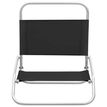 Folding Beach Chairs 2 pcs - Durable Black Fabric | HipoMarket