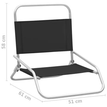 Folding Beach Chairs 2 pcs - Durable Black Fabric | HipoMarket