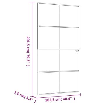 Elegant Interior Door with Tempered Glass & Aluminium Frame - 102x201.