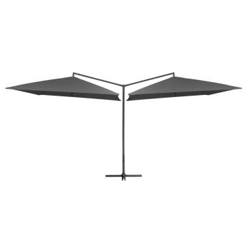 Double Parasol with Steel Pole 250x250 cm - Anthracite Shade