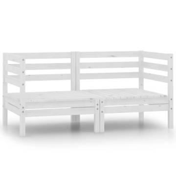 Garden Corner Sofas - 2 pcs White Solid Pinewood | Hipomarket