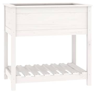 Planter with Shelf - White Solid Pine | 82.5x54x81 cm