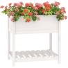 Planter with Shelf - White Solid Pine | 82.5x54x81 cm