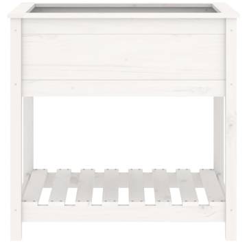 Planter with Shelf - White Solid Pine | 82.5x54x81 cm