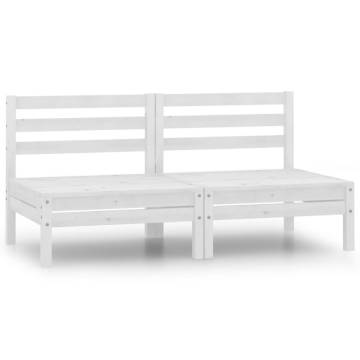 Garden Middle Sofas - White Solid Pinewood (2 pcs) | HipoMarket