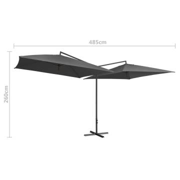 Double Parasol with Steel Pole 250x250 cm - Anthracite Shade