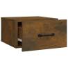 Wall-mounted Bedside Cabinet in Smoked Oak | 35x35x20 cm