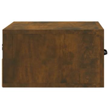 Wall-mounted Bedside Cabinet in Smoked Oak | 35x35x20 cm