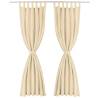 Micro-Satin Curtains 140x175 cm Beige - 2 pcs with Loops