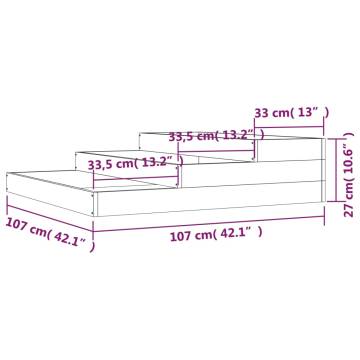 Solid Wood Pine Planter - 107x107x27 cm - White