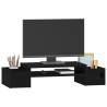 Monitor Stand Black - Solid Pine Wood - 70x27.5x15 cm