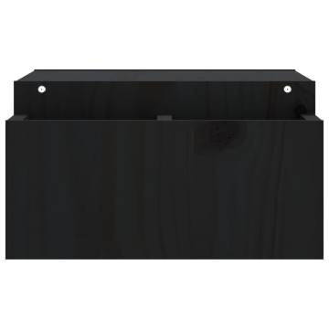 Monitor Stand Black - Solid Pine Wood - 70x27.5x15 cm