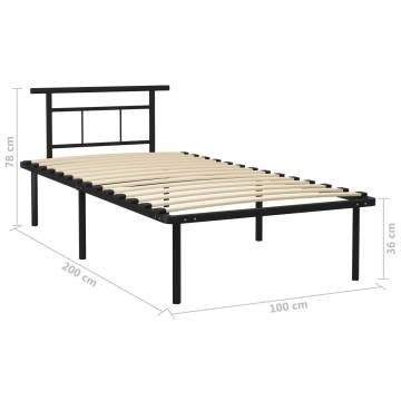 Elegant Black Metal Bed Frame 100x200 cm | Hipo Market