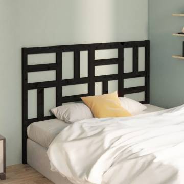 Stylish Black Solid Wood Pine Bed Headboard - 126x4x104 cm