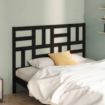 Stylish Black Solid Wood Pine Bed Headboard - 126x4x104 cm