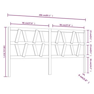 Stylish Solid Wood Pine Bed Headboard - 206x4x100 cm